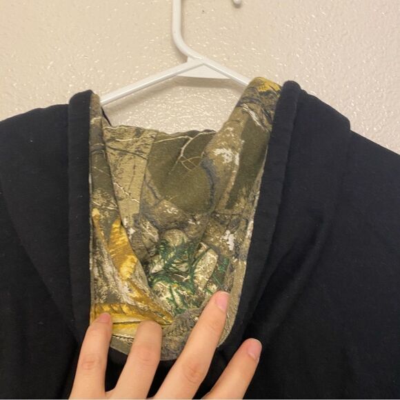 RealTree hunter antlers logo Camo Hoodie Sweatshirt black pullover mens adult XL - Picture 4 of 9